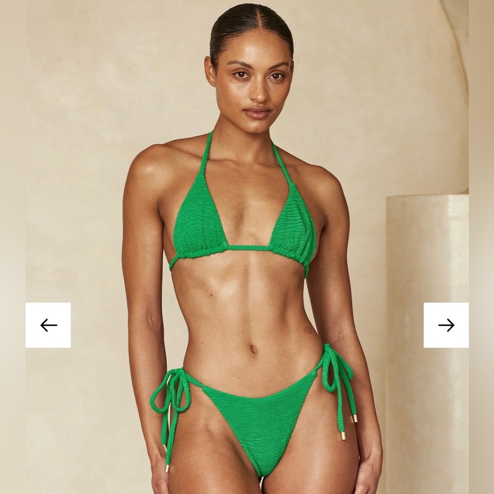 Monday Swimwear Palma Top in Palm Green Crinkle
